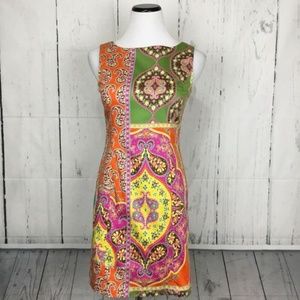 Peter Nygard Boho Yellow Pink Orange Green Dress